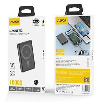 پاوربانک مگ سیف ASPOR مدلA385 ظرفیت 10000 میلی آمپر